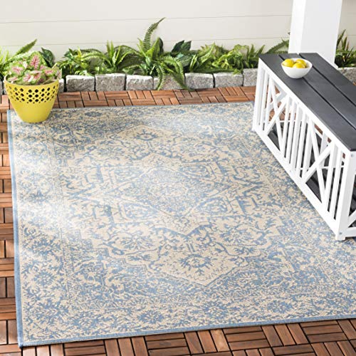 SAFAVIEH Medaillon Teppich für Drinnen & Draussen - Beachhouse Collection, Kurzer Flor, Creme und Blau, 91 X 152 cm SAFAVIEH Medaillon Teppich für Drinnen & Draussen - Beachhouse Collection, Kurzer Flor, Creme und Blau, 91 X 152 cm von Safavieh