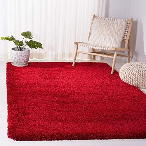 Safavieh Zottelig Teppich für Wohnzimmer, Esszimmer, Schlafzimmer-Milan Shag Collection, Hoher Flor, Rot, 155 X 244 cm, Polypropylen, 5'1" x 8' von Safavieh