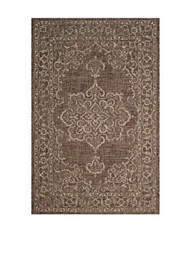 SAFAVIEH Zeitgenössische Teppich für Drinnen & Draussen - Courtyard Collection, Kurzer Flor, Braun und Beige, 160 X 231 cm von Safavieh