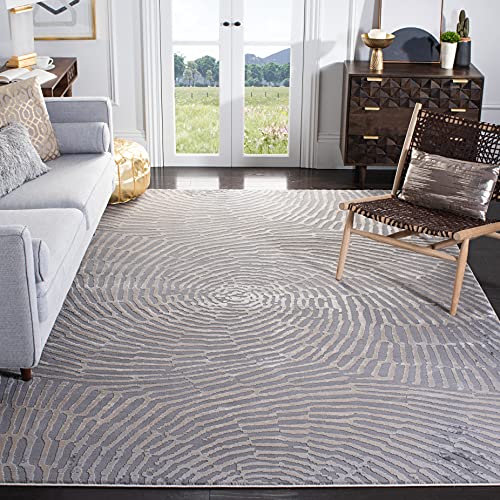 Safavieh Modern Teppich für Wohnzimmer, Esszimmer, Schlafzimmer - Meadow Collection, Kurzer Flor, Taupe, 200 x 200 cm von Safavieh
