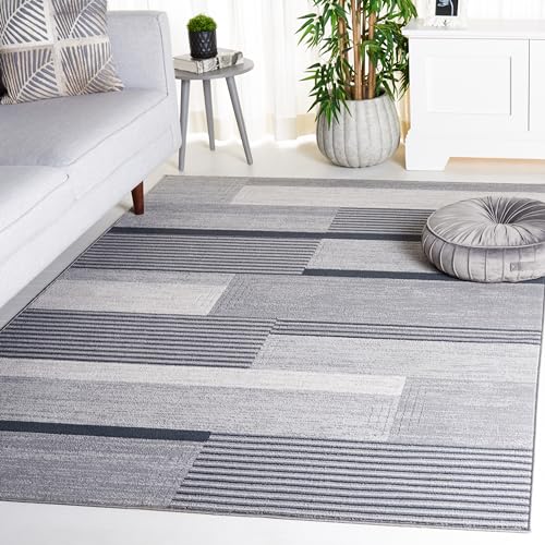 Safavieh Modern Teppich für Wohnzimmer, Esszimmer, Schlafzimmer - Odyssey Collection, Kurzer Flor, Grau und Schwarz, 183 X 274 cm von Safavieh