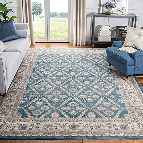 SAFAVIEH Traditionell Teppich für Wohnzimmer, Esszimmer, Schlafzimmer - Sofia Collection, Kurzer Flor, Blau und Beige, 91 X 152 cm von Safavieh