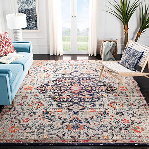 Safavieh Moderner Schick Teppich für Wohnzimmer, Esszimmer, Schlafzimmer-Madison Collection, Kurzer Flor, Beige und Schwarz, 122 X 183 cm, Polypropylen (PP) von Safavieh