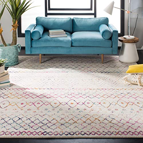 Safavieh Moderner Schick Teppich für Wohnzimmer, Esszimmer, Schlafzimmer - Madison Collection, Kurzer Flor, Elfenbein und Fuchsia, 240 x 300 cm von Safavieh