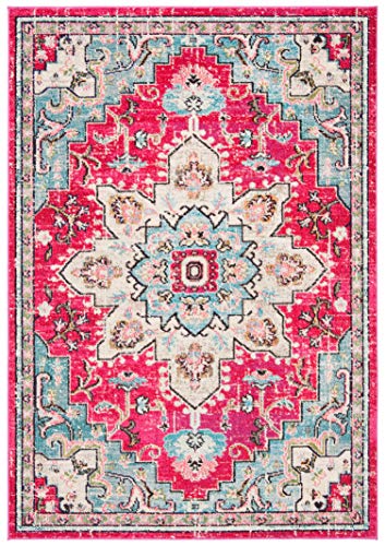 SAFAVIEH Distressed Teppich für Wohnzimmer, Esszimmer, Schlafzimmer - Madison Collection, Kurzer Flor, Fuchsia und Blau, 91 X 152 cm SAFAVIEH Distressed Teppich für Wohnzimmer, Esszimmer, Schlafzimmer - Madison Collection, Kurzer Flor, Fuchsia und Blau, 91 X 152 cm von Safavieh