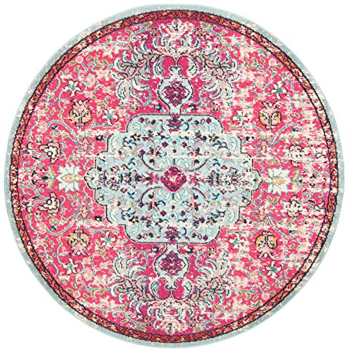 SAFAVIEH Boho Teppich für Wohnzimmer, Esszimmer, Schlafzimmer - Madison Collection, Kurzer Flor, Fuchsia und Blaugrün, 122 X 122 cm SAFAVIEH Boho Teppich für Wohnzimmer, Esszimmer, Schlafzimmer - Madison Collection, Kurzer Flor, Fuchsia und Blaugrün, 122 X 122 cm von Safavieh
