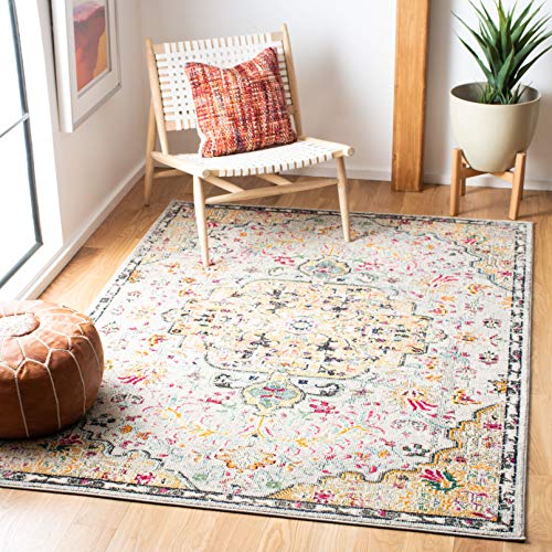 Safavieh Moderner Schick Teppich für Wohnzimmer, Esszimmer, Schlafzimmer-Madison Collection, Kurzer Flor, Grau und Gold, 122 X 183 cm, Polypropylen (PP) von Safavieh