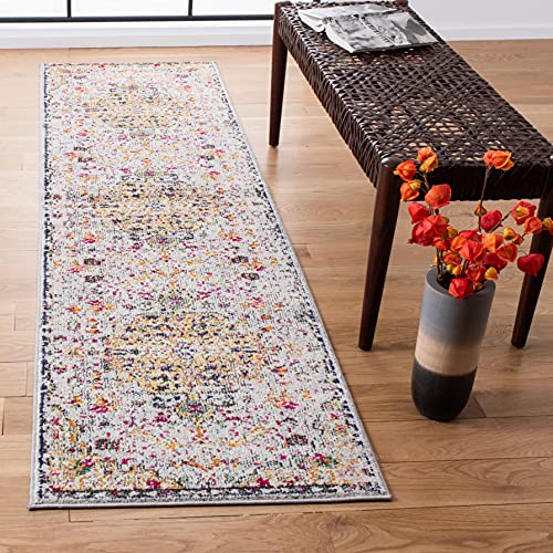 Safavieh Moderner Schick Teppich für Wohnzimmer, Esszimmer, Schlafzimmer-Madison Collection, Kurzer Flor, Grau und Gold, 66 X 244 cm, Polypropylen (PP) von Safavieh