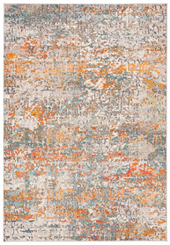 SAFAVIEH Moderner Schick Teppich für Wohnzimmer, Esszimmer, Schlafzimmer - Madison Collection, Kurzer Flor, Grau und Orange, 61 X 91 cm von Safavieh