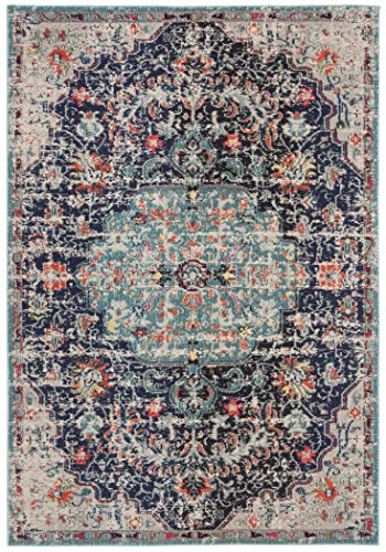 Safavieh Moderner Schick Teppich für Wohnzimmer, Esszimmer, Schlafzimmer - Madison Collection, Kurzer Flor, Schwarz und Blaugrün, 61 X 91 cm von Safavieh