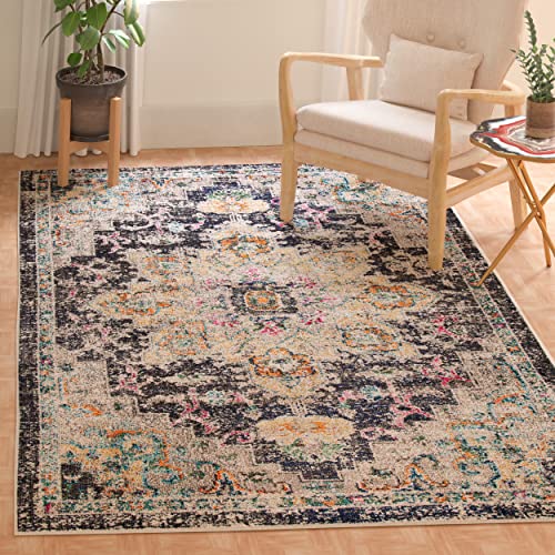 Safavieh MAD473 Moderner Schick Teppich für Wohnzimmer, Esszimmer, Schlafzimmer-Madison Collection, Kurzer Flor, Schwarz und Gold, 65 X 152 cm, Polypropylen (PP) von Safavieh