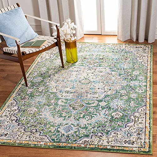 SAFAVIEH Moderner Schick Teppich für Wohnzimmer, Esszimmer, Schlafzimmer - Madison Collection, Kurzer Flor, Silber und Elfenbein, 120 x 120 cm von Safavieh