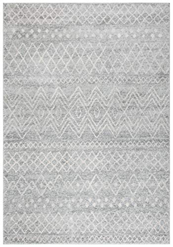 Safavieh MAD798 Moderner Schick Teppich für Wohnzimmer, Esszimmer, Schlafzimmer-Madison Collection, Kurzer Flor, Silber und Elfenbein, 61 X 91 cm, Polypropylen (PP) von Safavieh