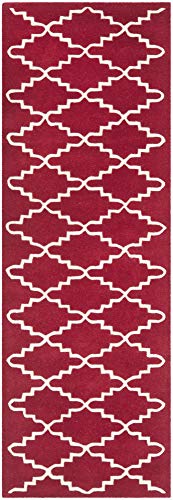 SAFAVIEH Zeitgenössische Teppich für Wohnzimmer, Esszimmer, Schlafzimmer - Chatham Collection, Kurzer Flor, Rot und Elfenbein, 69 X 213 cm von Safavieh
