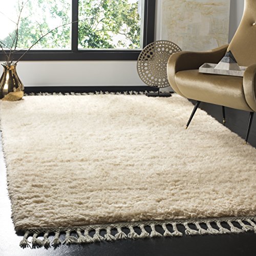 SAFAVIEH Marokkanisch Wohnzimmer, Esszimmer, Schlafzimmer - Casablanca Collection, Kurzer Flor, Beige, 152 X 244 cm von Safavieh