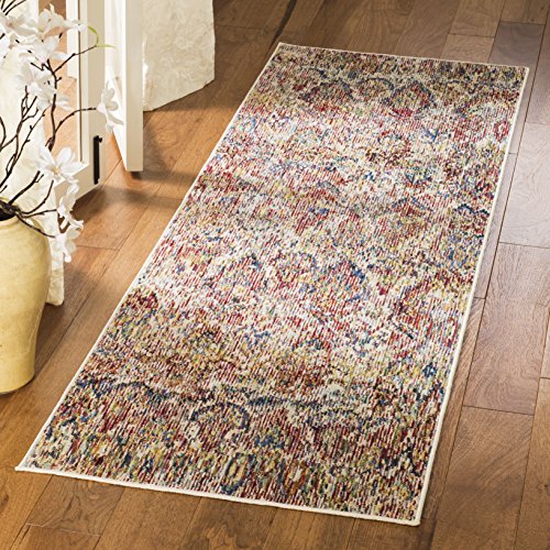 SAFAVIEH Klassisches Persisch Wohnzimmer, Esszimmer, Schlafzimmer - Harmony Collection, Kurzer Flor, Hellgrau und Rose, 66 X 213 cm von Safavieh