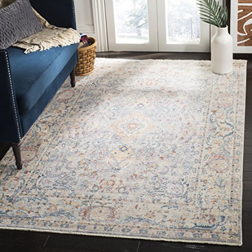 SAFAVIEH Traditionell Teppich für Wohnzimmer, Esszimmer, Schlafzimmer - Illusion Collection, Kurzer Flor, Hellgrau und Creme, 122 X 183 cm von Safavieh