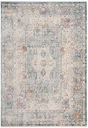 SAFAVIEH Traditionell Teppich für Wohnzimmer, Esszimmer, Schlafzimmer - Illusion Collection, Kurzer Flor, Blaugrün und Creme, 122 X 183 cm von Safavieh