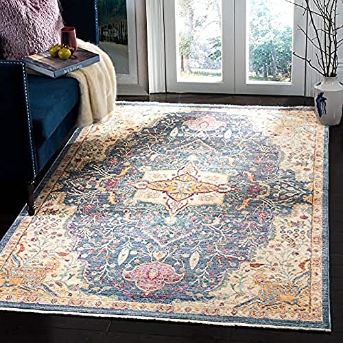 SAFAVIEH Traditionell Teppich für Wohnzimmer, Esszimmer, Schlafzimmer - Illusion Collection, Kurzer Flor, Blau und Lila, 183 X 274 cm von Safavieh