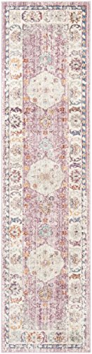 SAFAVIEH Traditionell Teppich für Wohnzimmer, Esszimmer, Schlafzimmer - Illusion Collection, Kurzer Flor, Rose und Creme, 69 X 244 cm von Safavieh