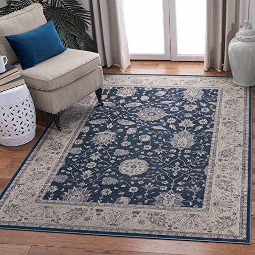 Safavieh Multipurpose Indoor Area Rug Traditionell Teppich für Wohnzimmer, Esszimmer, Schlafzimmer-Vintage Collection, Kurzer Flor, Silber und Elfenbein, 122 X 183 cm, Rayon, Schwarz Braun von Safavieh