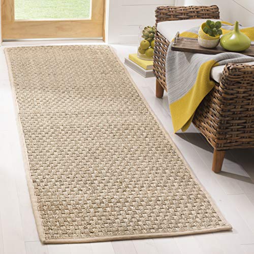 SAFAVIEH Naturfaser Teppich für Wohnzimmer, Esszimmer, Schlafzimmer - Natural Fiber Collection, Kurzer Flor, Natur und Beige, 76 X 122 cm von Safavieh