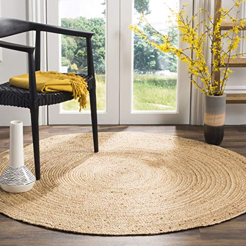 SAFAVIEH Naturfaser Teppich für Wohnzimmer, Esszimmer, Schlafzimmer - Natural Fiber Collection, Kurzer Flor, Natur, 91 X 91 cm von Safavieh