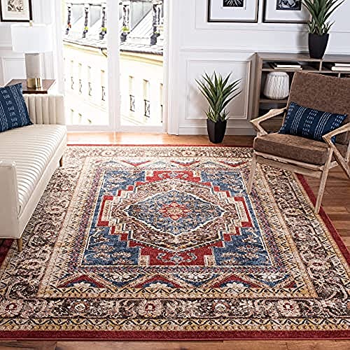 SAFAVIEH Traditionell Distressed Teppich für Wohnzimmer, Esszimmer, Schlafzimmer - Bijar Collection, Kurzer Flor, Royal und Brown, 244 X 305 cm von Safavieh