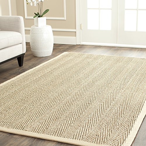 SAFAVIEH Naturfaser Teppich für Wohnzimmer, Esszimmer, Schlafzimmer - Natural Fiber Collection, Kurzer Flor, Natur und Beige, 122 X 183 cm von Safavieh