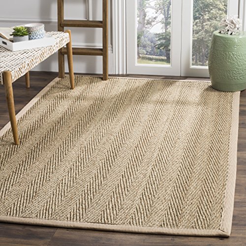 SAFAVIEH Naturfaser Teppich für Wohnzimmer, Esszimmer, Schlafzimmer - Natural Fiber Collection, Kurzer Flor, Natur und Beige, 91 X 152 cm von Safavieh