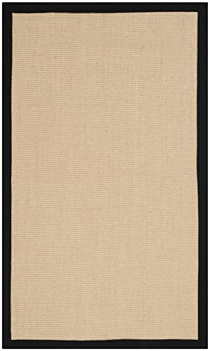 Safavieh Naturfaser Teppich für Wohnzimmer, Esszimmer, Schlafzimmer, Natural Fiber Collection, Kurzer Flor, Beige und Schwarz, 76 x 122 cm von Safavieh