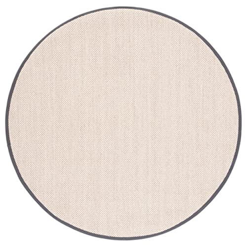 SAFAVIEH Naturfaser Teppich für Wohnzimmer, Esszimmer, Schlafzimmer - Natural Fiber Collection, Kurzer Flor, Natürlich und Schwarz, 122 X 122 cm von Safavieh