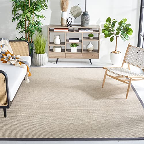 Safavieh Naturfaser Teppich für Wohnzimmer, Esszimmer, Schlafzimmer - Natural Fiber Collection, Kurzer Flor, Natürlich und Schwarz, 183 X 274 cm von Safavieh