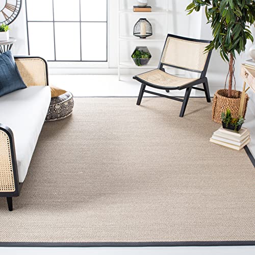 Safavieh Naturfaser Teppich für Wohnzimmer, Esszimmer, Schlafzimmer - Natural Fiber Collection, Kurzer Flor, Natürlich und Schwarz, 183 X 274 cm von Safavieh