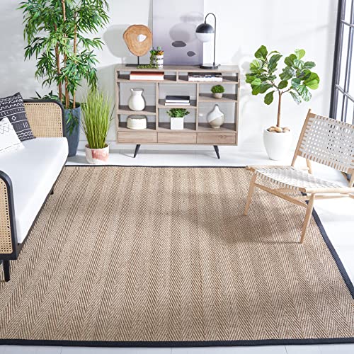 Safavieh Naturfaser Teppich für Wohnzimmer, Esszimmer, Schlafzimmer - Natural Fiber Collection, Kurzer Flor, Natürlich und Schwarz, 244 x 244 cm Safavieh Naturfaser Teppich für Wohnzimmer, Esszimmer, Schlafzimmer - Natural Fiber Collection, Kurzer Flor, Natürlich und Schwarz, 244 x 244 cm von Safavieh