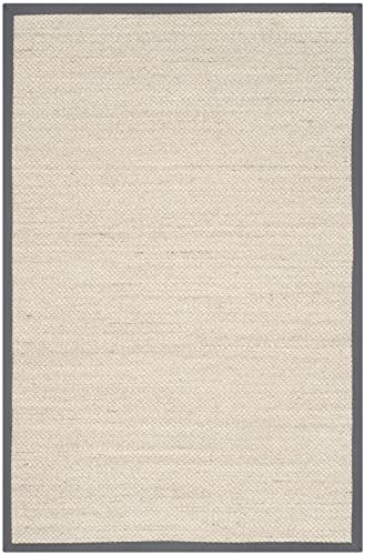 Safavieh Naturfaser Teppich für Wohnzimmer, Esszimmer, Schlafzimmer - Natural Fiber Collection, Kurzer Flor, Natürlich und Schwarz, 76 X 122 cm von Safavieh