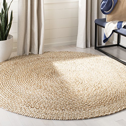 SAFAVIEH Naturfaser Teppich für Wohnzimmer, Esszimmer, Schlafzimmer - Natural Fiber Collection, Kurzer Flor, Natur, 152 X 152 cm von Safavieh