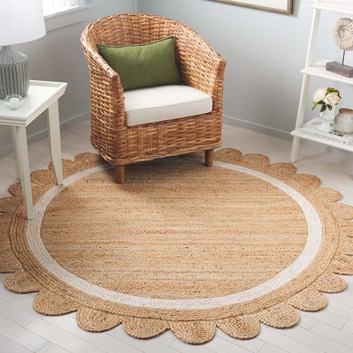 Safavieh Naturfaser Teppich für Wohnzimmer, Esszimmer, Schlafzimmer - Natural Fiber Collection, Kurzer Flor, Natur und Elfenbein, 201 X 201 cm von Safavieh