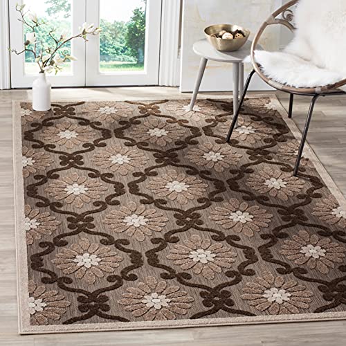 SAFAVIEH Traditonell Teppich für Wohnzimmer, Esszimmer, Schlafzimmer - Cottage Collection, Kurzer Flor, Hellbraun und Braun, 122 X 183 cm von Safavieh