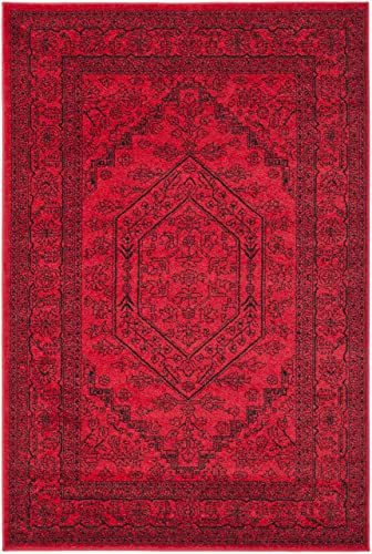 SAFAVIEH Medaillon Teppich für Wohnzimmer, Esszimmer, Schlafzimmer - Adirondack Collection, Kurzer Flor, Rot und Schwarz, 122 X 183 cm von Safavieh