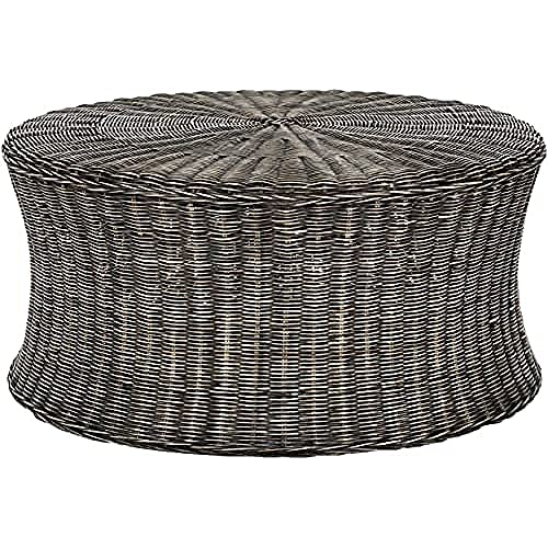 Safavieh Ottoman, Rattan, weißgewaschen Natur, 81 x 81 x 39.87 cm von Safavieh