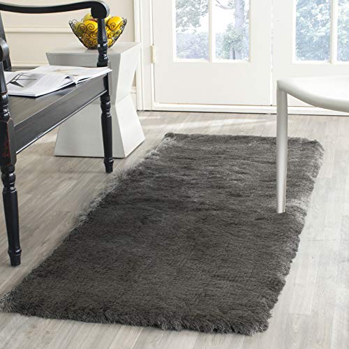 SAFAVIEH Zottelig Teppich für Wohnzimmer, Esszimmer, Schlafzimmer - Paris Shag Collection, Hoher Flor, Titan, 69 X 244 cm von Safavieh