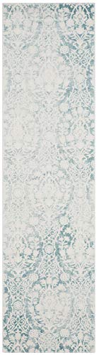 SAFAVIEH Glam Wohnzimmer, Esszimmer, Schlafzimmer - Passion Collection, Kurzer Flor, Türkis und Elfenbein, 66 X 244 cm von Safavieh