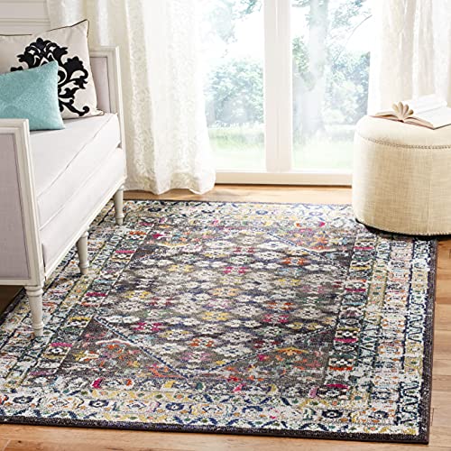 Safavieh Boho Chic Teppich für Wohnzimmer, Esszimmer, Schlafzimmer - Monaco Collection, Kurzer Flor, Brown and Grey, 122 X 170 cm von Safavieh