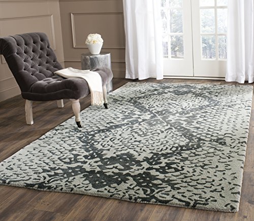 SAFAVIEH Modern Teppich für Wohnzimmer, Esszimmer, Schlafzimmer - Wyndham Collection, Kurzer Flor, Grau und Schwarz, 122 X 183 cm von Safavieh