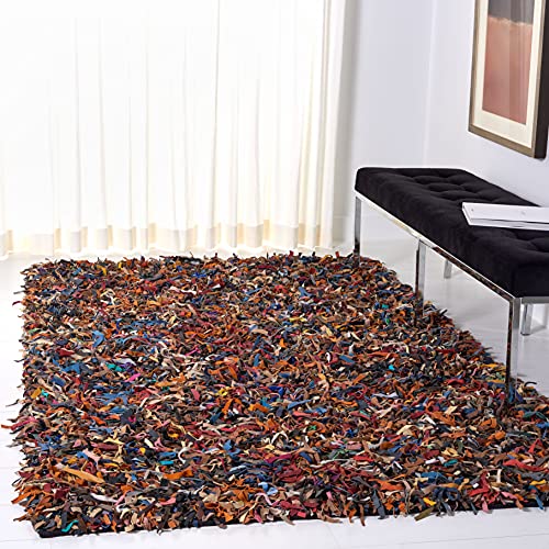 Safavieh Shag Teppich aus Leder, LSG511, Handgemacht Rindsleder, Mehrfarbig, 120 x 180 cm von Safavieh