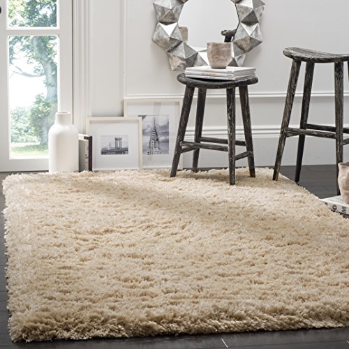 Safavieh PSG800A Teppich für Wohnzimmer, Esszimmer, Schlafzimmer-Polar Shag Collection, Kurzer Flor, Hell beige, 122 X 183 cm, Polypropylen (PP), Hellbeige von Safavieh