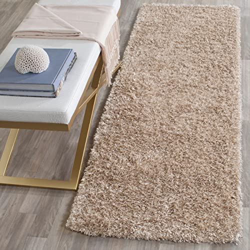 SAFAVIEH Zottelig Teppich für Wohnzimmer, Esszimmer, Schlafzimmer - Malibu Shag Collection, Kurzer Flor, Natürlich, 76 X 122 cm von Safavieh