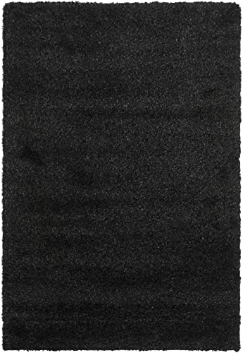 SAFAVIEH Zottelig Teppich für Wohnzimmer, Esszimmer, Schlafzimmer - California Shag Collection, Hoher Flor, Schwarz, 122 X 183 cm von Safavieh
