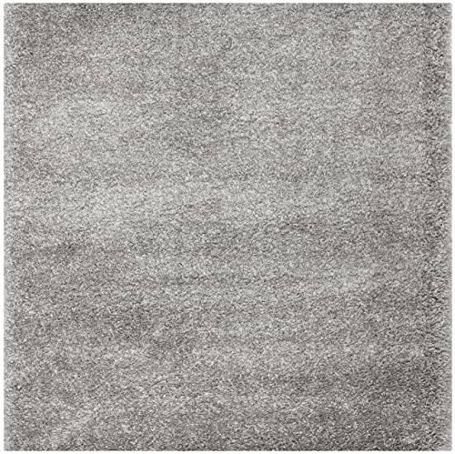 SAFAVIEH Zottelig Teppich für Wohnzimmer, Esszimmer, Schlafzimmer - California Shag Collection, Hoher Flor, Silber, 201 X 201 cm von Safavieh